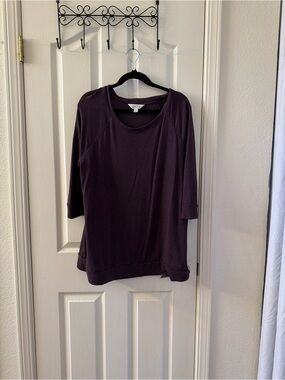 Market & Spruce Scoop Neck 3/4 Sleeve Top - Plum